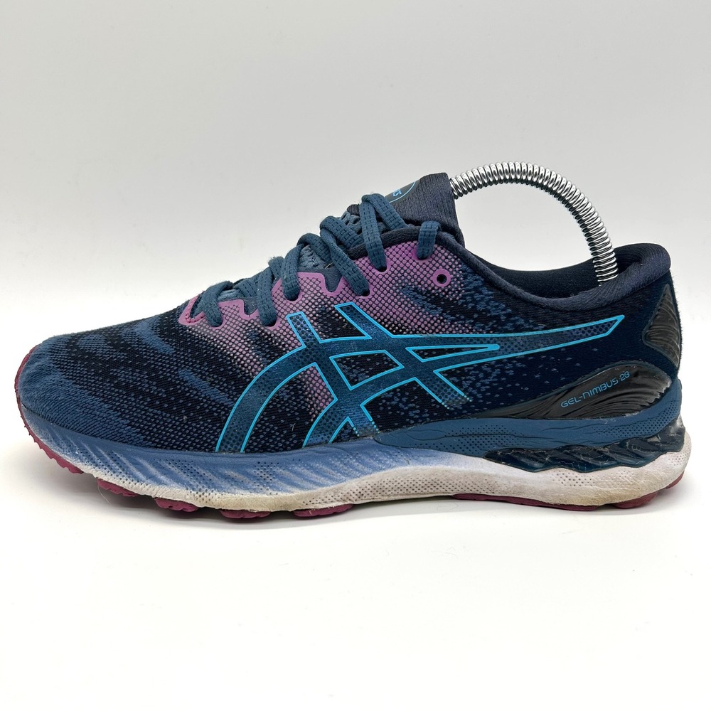 ASICS Gel-Nimbus 23 Shoes Womens 9.5 Wide Navy Purple Running Sneakers 1012A884